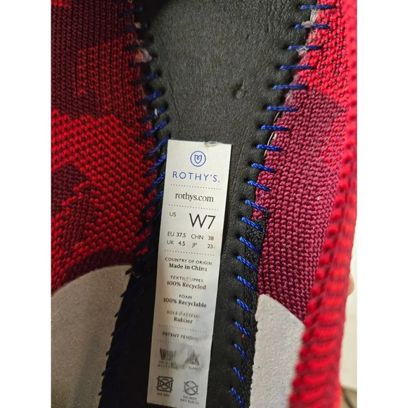 Rothy's The Point Red Camo Pointed Toe Flats Size W7 - Picture 9 of 9